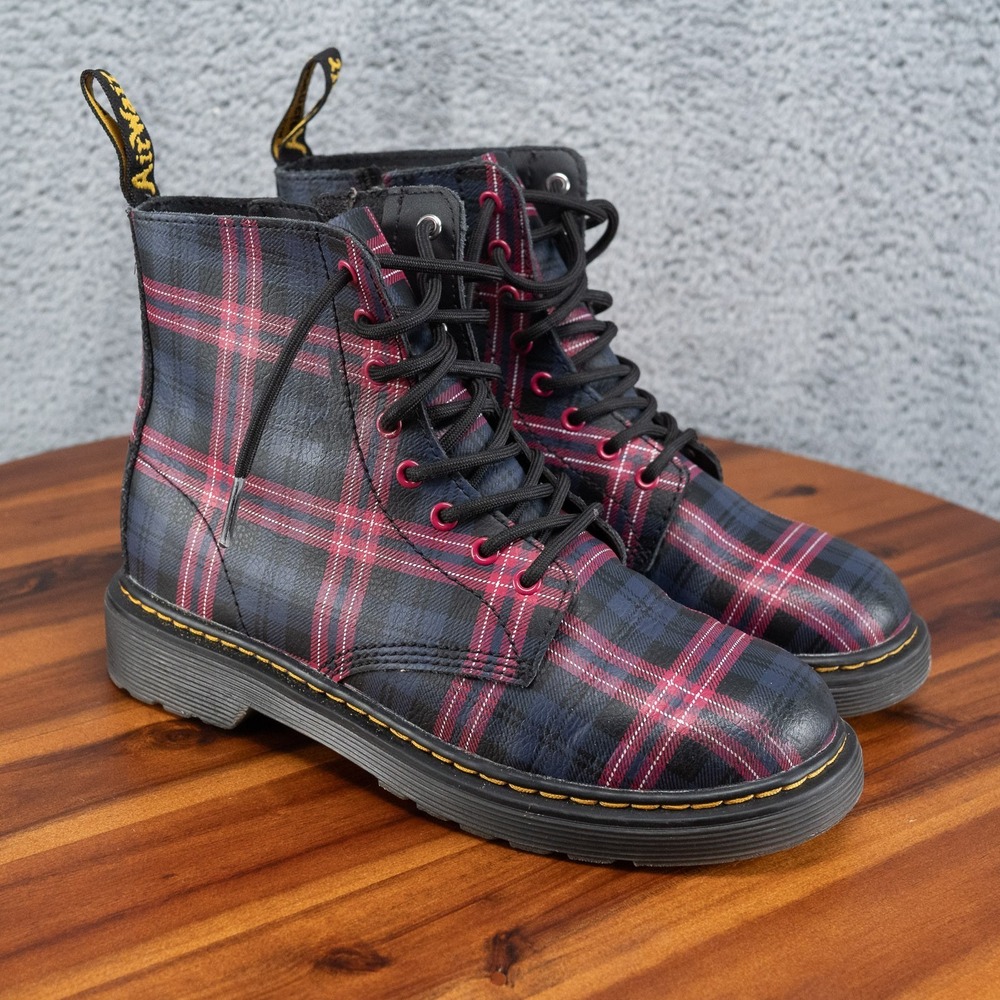 Dr. Martens 1460 Tartan J Pink/Black Multi Tartan Leather Boot US Size 3